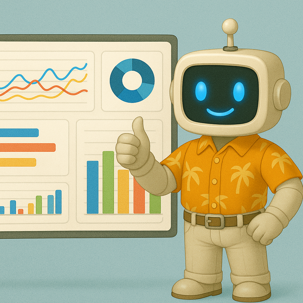 Chatboet mascot showing analytics and ROI in why choose section